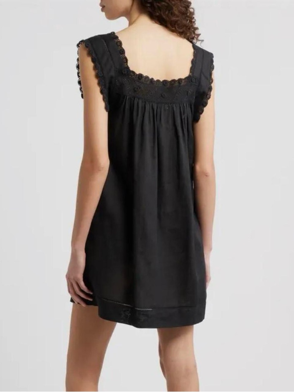 DÔEN Almadia Lace Trim Ramie Shift Minidress - Picture 2 of 8